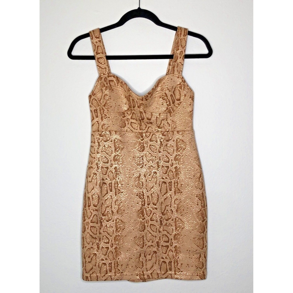 All in Favor Dress Women S Gold Snakeskin Metallic Bodycon Sweetheart LD42866-CI